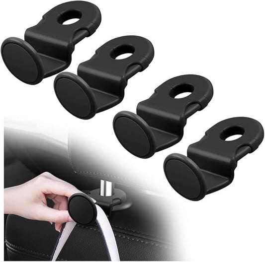 4PCS Upgraded Headrest Hooks for Car with Round Lock Design,Concealed Car Seat Hooks for Storing Umbrellas/Handbags,Universal Cars Purse Hook as Back Seat Organizer