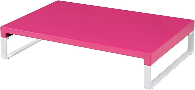 LIHIT LAB Desktop Stand, Sturdy Steel Stand for Laptop/Computer Monitor, 9.8 x 15.4 x 3.1 inches, Pink (A7330-3)