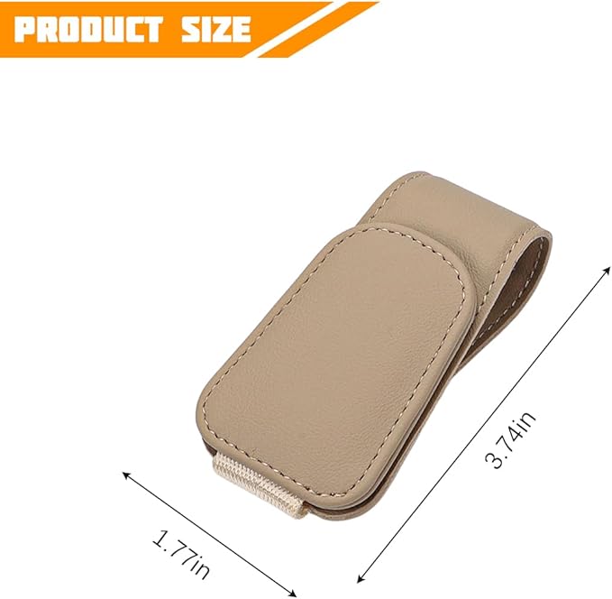 Sunglasses Holder for Car Visor, Microfiber Leather Magnetic Sun Visor Eyeglasses Hanger & Ticket Card Clip, Multi-Function Automotive Interior Glasses Mount, Universal Fit (Beige)