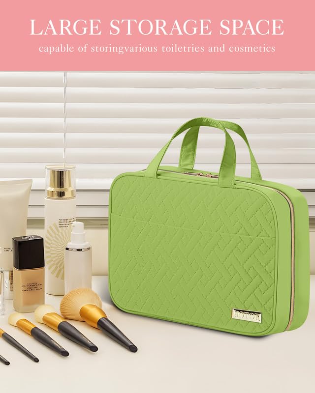 HOTOR Travel Toiletry Bag - Hanging Toiletry Bag for Women & Men, Makeup Bag/Big Comparment, Waterproof for Travel Accessories, Travel Essentials, Medium, Avocado Green