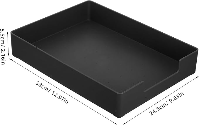Homoyoyo A4 Black Plastic Paper Tray File Organizer Box with Compartments Stackable Desktop Storage Case for Office Documents and Stationery