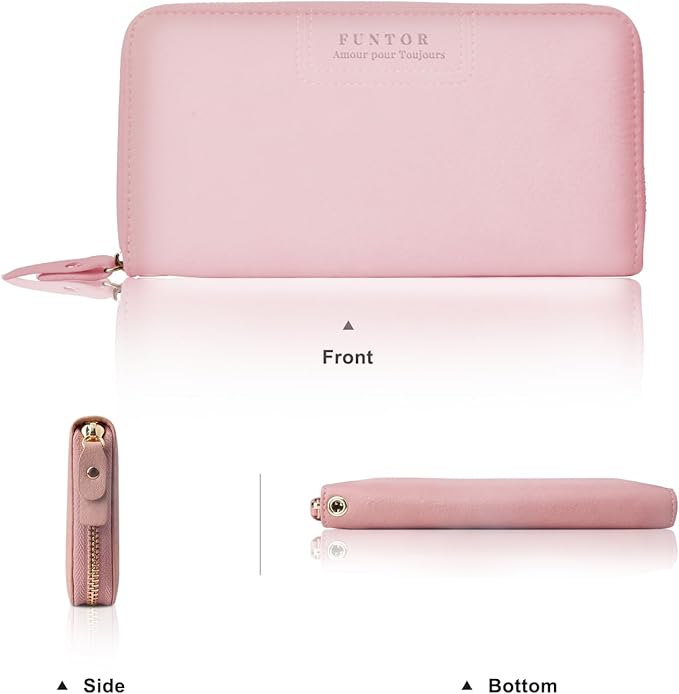 FT FUNTOR Wristlet Wallets for Women, Ladies PU Vegan Leather Clutch Wallet Zip around Phone Purse Card Holder Organizer