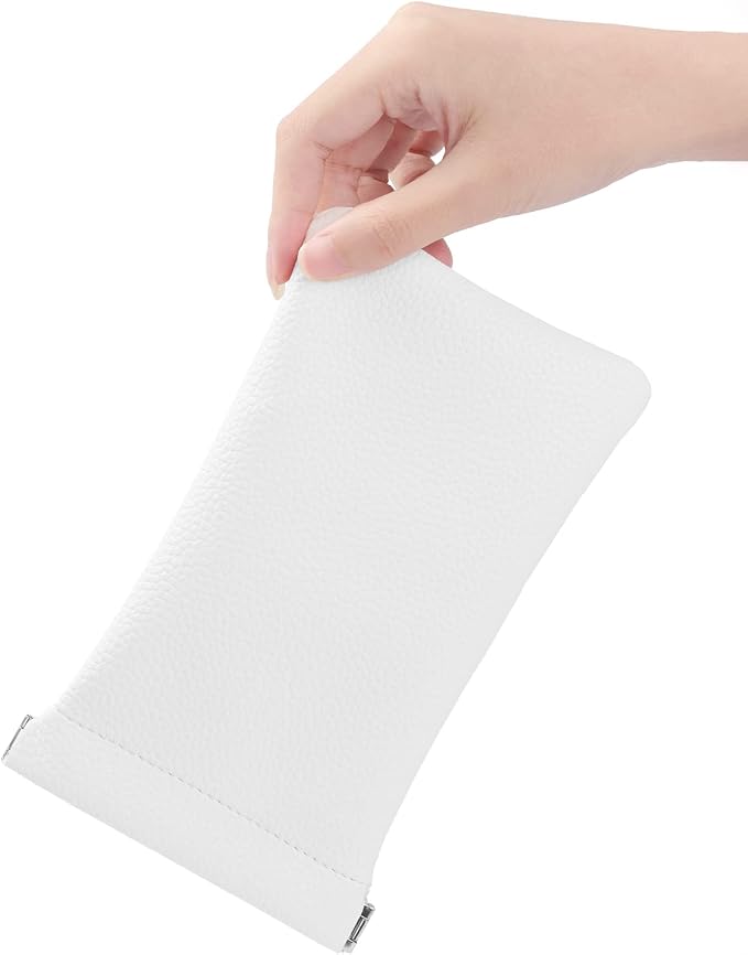 PU Leather Jewelry Travel Pouch Bag Leather Sunglasses Pouch Christmas,Wedding Party Favor Gift Bag(Pearl White)