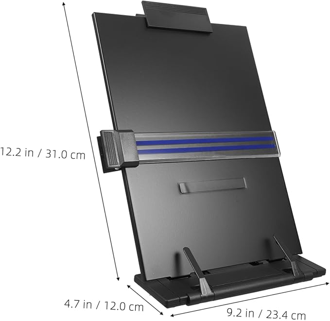 OSALADI Adjustable Document Book Holder Versatile Clip Stand for Reading Typing Copying for Home Office School Library Use Lightweight Portable Document Stand