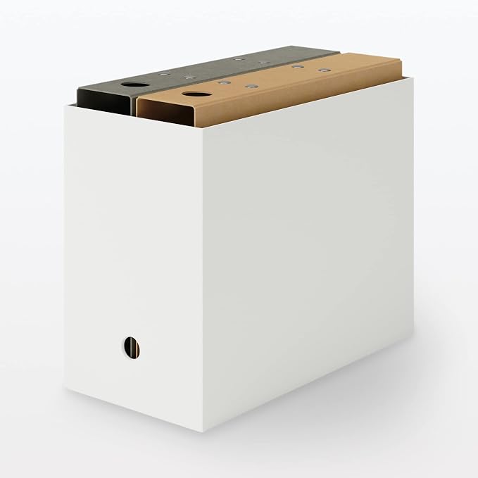 MUJI NCE47A3A File Box with Recycled Polypropylene, Standard Type, Wide, White, Gray, Approx. Width 5.9 x Depth 12.6 x Height 9.4 inches (15 x 32 x 24 cm)