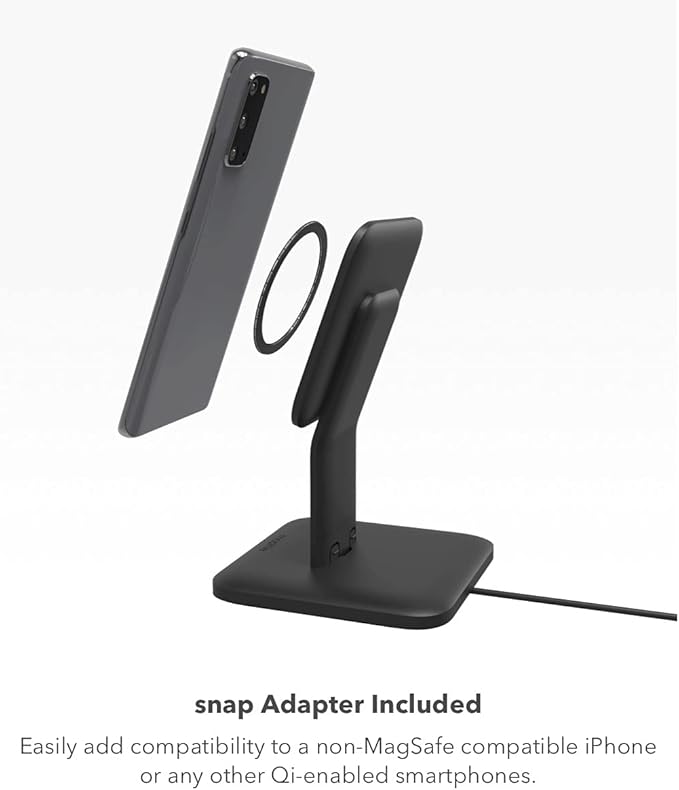 Mophie - 15W Wireless Charging Stand Compatible with snap and MagSafe for Smartphones, iPhone, Google Pixel, Samsung Galaxy, Qi-Enabled Devices