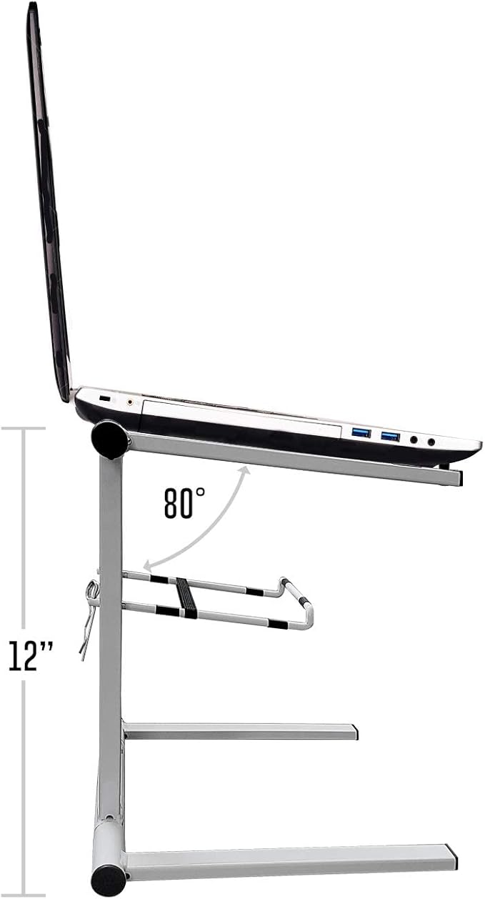 AxcessAbles Portable Folding Laptop Stand with Bag | Elevated MacBook Stand for Home Office, Music Production, Gaming, DJ Controller | No Assembly Required (White)