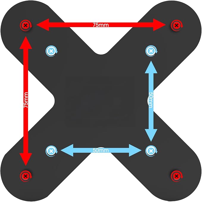 Kado Wall Mount Adapter Bracket Plate Arm Mount 50x50mm to 75x75mm, Mounting Pattern Converter Universal for Monitors, TVs, Mini PCs and Sceptre Displays