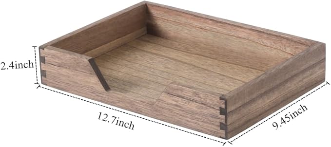 DDYURI Wood Letter-Size Tray for Office Desktop Organizer - Wooden Front-Load Documents Tray for Mail, Paper, File, Magazine, Pen,Notebook Storage Paper Holder Trays Dark(DGTU-DK)