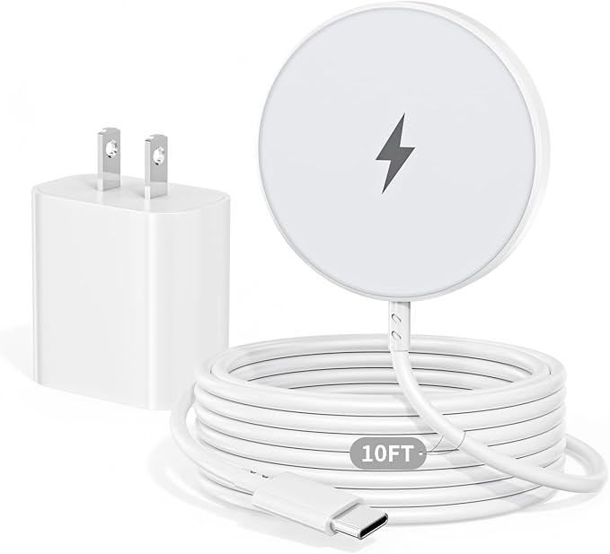 Apple Mag Safe Charger, 10FT Magnetic Charger for iPhone 17/16 iPhone Wireless Charging Pad 15W Fast Wireless Chargers for Apple 17 Pro Max/Air/17/16 Pro/15/14/13/12, AirPods Pro 3/2 Mag Safe Charging