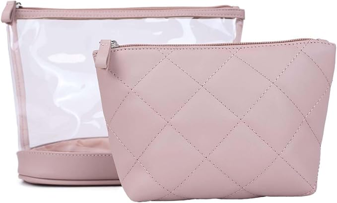 Clear Makeup Bag Set with Small Pouches, Travel Toiletry Organizer, 2 Styles with Inner Bags, Cosmetic Storage for Women, Transparent PVC & PU Leather, Portable for Vacation, Daily Use (43373741)