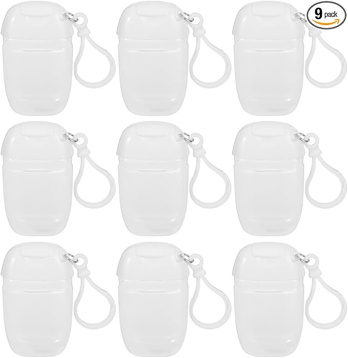 NOLITOY 9 Pcs Leakproof Travel Bottles with Flip Cap Keychain - 1Oz Refillable Silicone Lotion Containers for Shampoo Lotion and Shower Gel - Portable Travel Size Bottled Set