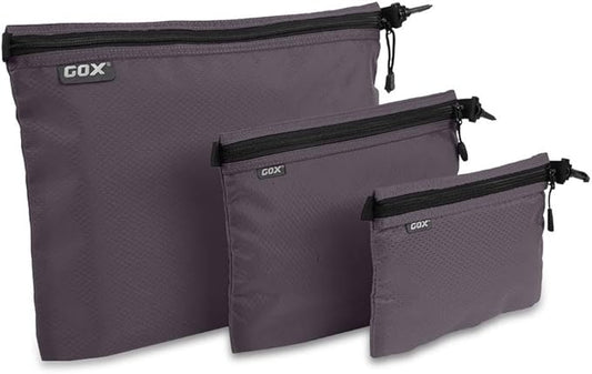 GOX 3 Pack Travel Toiletry Bag for Men Carry On Packing Organizer Zipper Pouch Portable Cosmetic Pouch Accessory Document Electronics (Grey)
