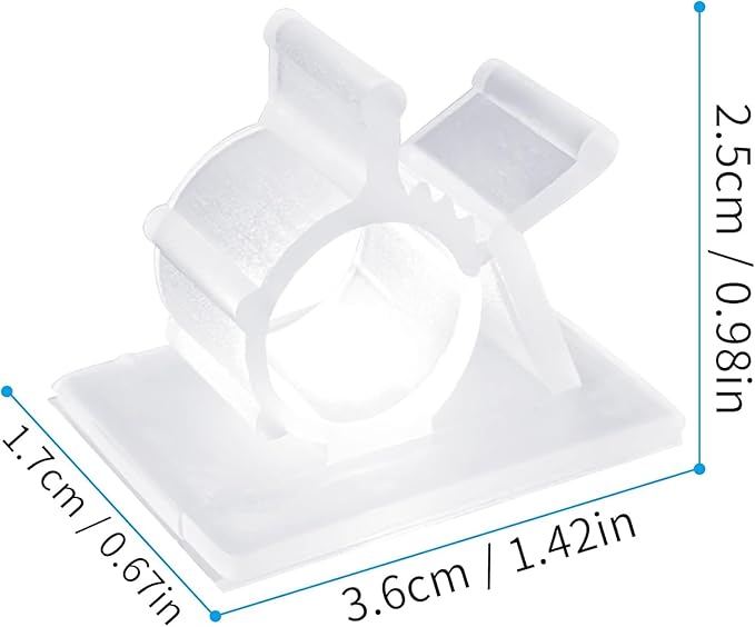 Viaky 30 Pcs Clear Cable Clips Self Adhesive Backed Nylon Adjustable Wire Management Transparent Drop Wire Holder for 0.5 Inch (12.5mm) Cables