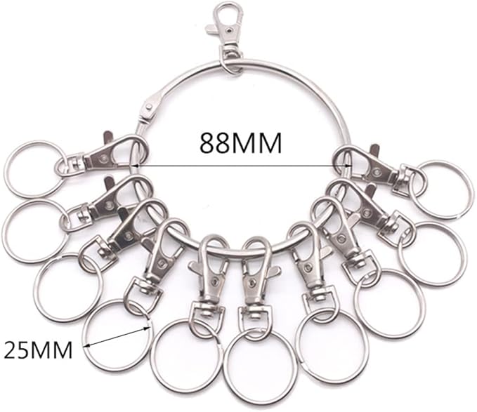 luzen 1PC Portable Metal Ring Key Organizer Holder with Swivel Clasps Janitor Key Ring for Warehouse Office School Home Use, Silver