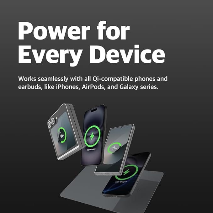POUT H3 Wireless Charging Mouse Pad ??Qi-Enabled Fast Charger Built into Sleek Desk Mat, Compatible with Phones, Earbuds & More(Dust Gray)