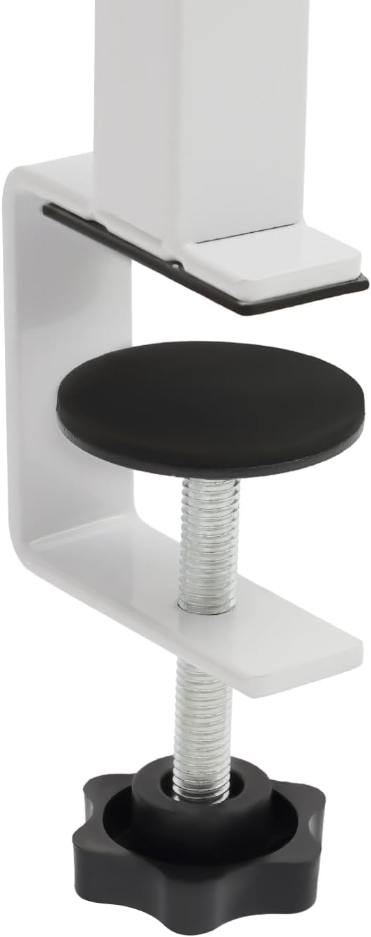 Clamp-On Desk Shelf, 2-Tier Desktop Bookshelf Desktop Supplies Storage Rack with Adjustable Storage Tray and Accessories 1.57in Heightened Guardrail for Office Study Game Room (White)
