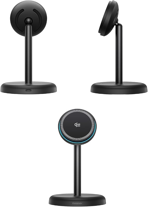 Qi2 Certified 25W Magnetic Charging Stand with Cooling Fan & LED Light, Fast Wireless Charger Station for iPhone 17-12 Series/Galaxy S26-S25/Pixel 10【No Adapter】