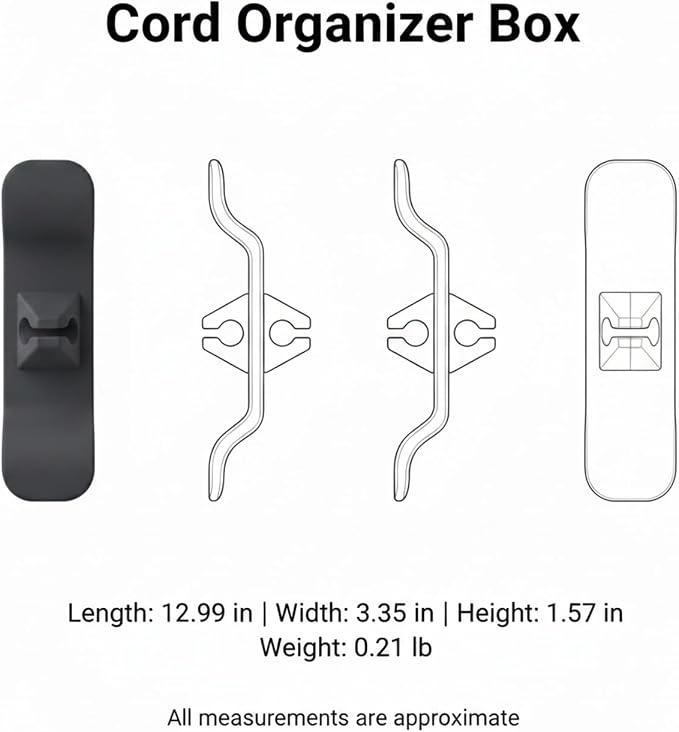 Desktop Cable Management Box, Cord Organizer for Cables & Wires, Durable PP Plastic Storage for Home Office (1 Pack)