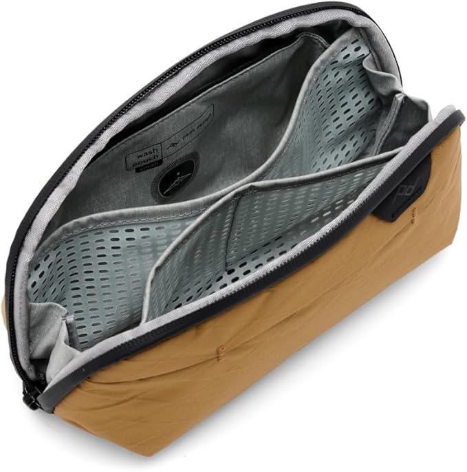 Peak Design Small Wash Pouch, Coyote, Ocean Edition, Travel Toiletry Bag, Upright or Hanging Dopp Kit with Pockets, Magnetic Toothbrush Pocket, Wide UltraZip Opening, Toiletry Bag for Men and Women