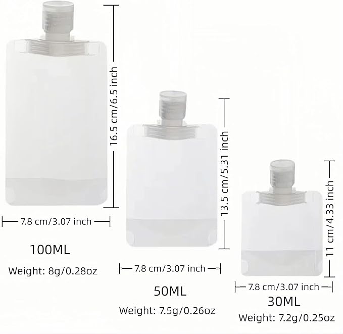 Chinshwehaw Travel Bottles Kit Leak Proof Silicone - Refillable Containers for Lotion, Shampoo, Cream (30/50/100ml, 3 Pack)