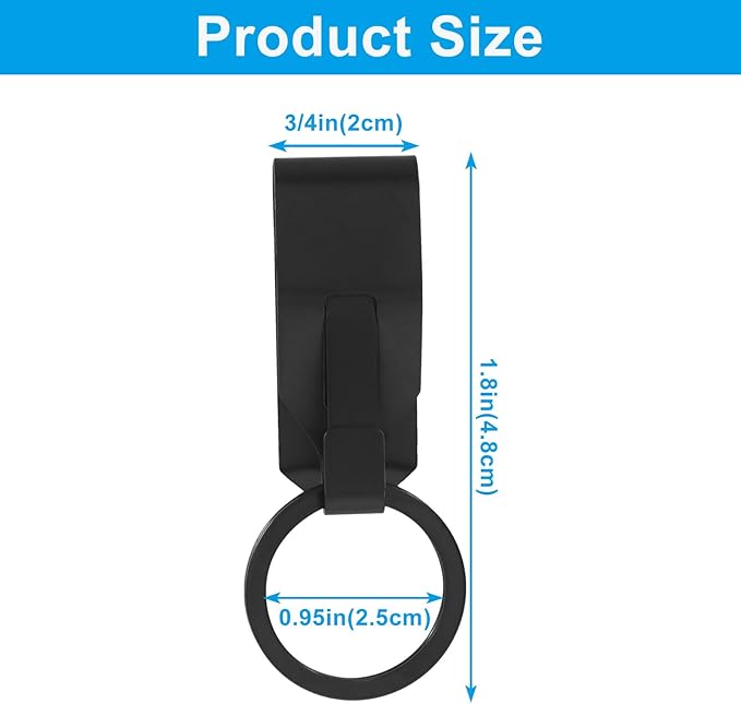 4 pcs Black Belt Key Clip, Security Key Holder Metal Keychain, Clip Keyring Holder for Car/Home/Office/Men/Women