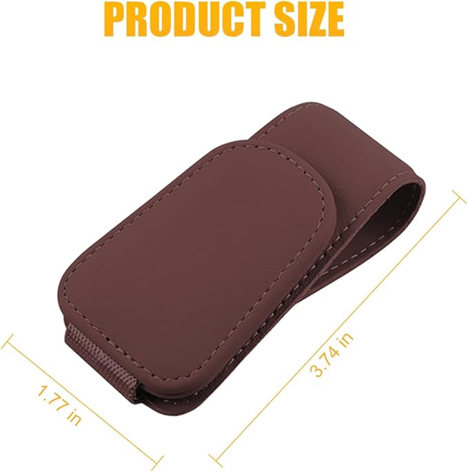 AICEL Sunglasses Holders for Car Sun Visor, Leather Eyeglasses Hanger Mounter, Magnetic Glasses Holder and Ticket Card Clip, Auto Interior Accessories Universal for SUV Pickup Truck