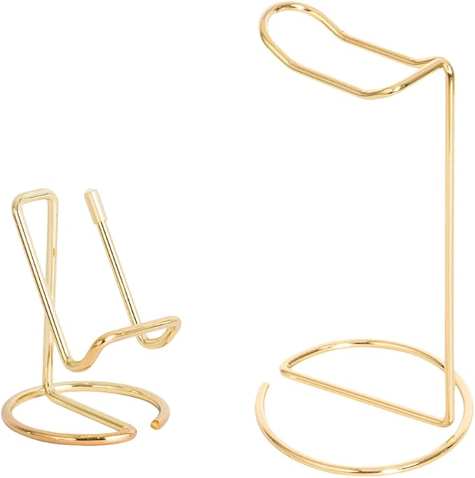 JIARI Headphones Stand and Cell Phone Stand Desktop Metal Holder Accessories 2pcs Set (Gold)