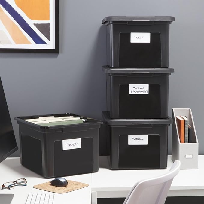 STAPLES File Box Plastic File Box Snap, Letter/Legal Size, Black, 2/Pack