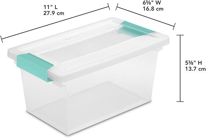 Sterilite 8-Pack Clip Box, Stackable Clear Plastic Bins with Latching Lids, Medium - Writing, Arts or Crafts Supplies Storage Containers for Home, Office, Classroom and Workshop Organization