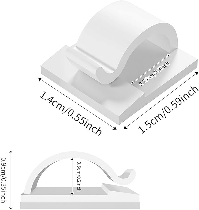 LinkDocs Cable Clips White, Adhesive Cord Clips, Cable Staples Outdoor Cable Management Wire Organizer Cord Holder for Under Desk, Car, Wall, TV PC Ethernet Cable (30 PCS White)