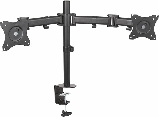 Kantek Dual Monitor Arm, Stand Mounts 2 Screens up tp 27", 2 Articulating Adjustable Arms Hold 18lbs, Desk and Grommet Mount, Cable Management, VESA