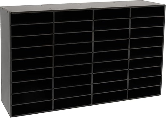 Literature Organizer 36 Slots, Compartments Mail Sorter Organizer, Adjustable Desktop File Organizer with Removable Shelves, Paper Organizer for Home Office School (Black, 36 Slots)
