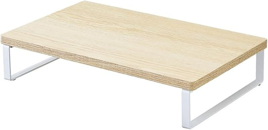 Lihit Lab A8003-35 Computer Stand, Monitor Stand, Wood Grain Style, MDF Tabletop, Compact, Natural, Width 15.4 x Depth 9.8 x Height 3.1 inches (39 x 25 x 8 cm), Load Capacity 33.1 lbs (15 kg)