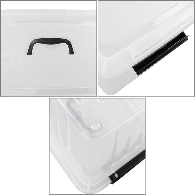 Sandmovie 12 Quart Clear Plastic Latching Storage Box, 6 Packs