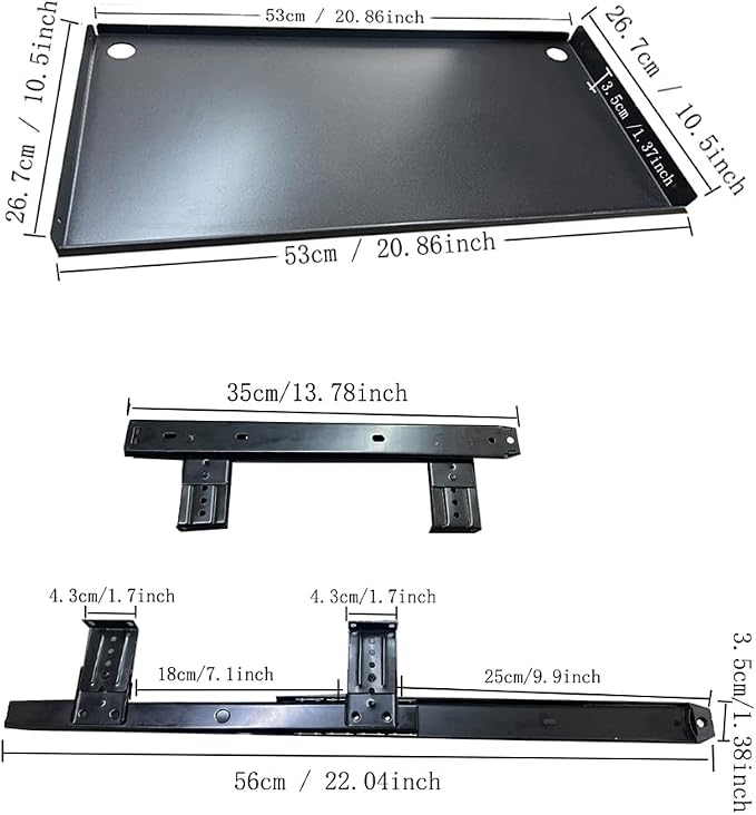 Sliding Under Desk Keyboard Tray Slide Out Keyboard Holder Drawer Heavy-Duty Office Desk Extender Platform Pull Out Desktop Sliding Computer Tray for Keyboard Drawer Under Desk Shelf-Metal