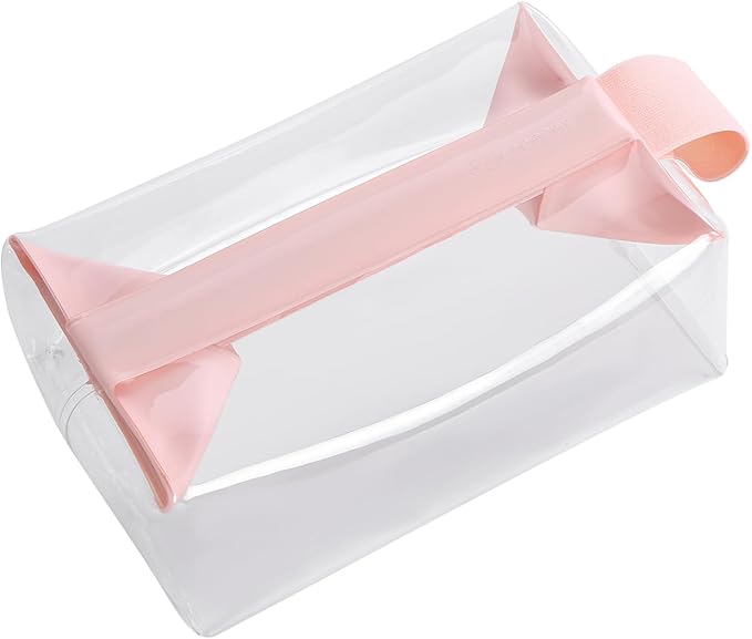 Clear Toiletry Bag with Magnetic Closure, 0.7mm Thick Structured TPU Travel Organizer, Transparent Cosmetic Bag for Toiletries, Makeup and Daily Essentials with Modern Color Trim(Pink Trim)