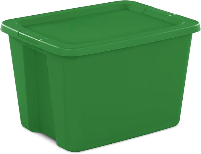 18-Gallon Plastic Storage Bins with Snap-on Lids – 8-Pack, Home Organization Essential (Dark Green)