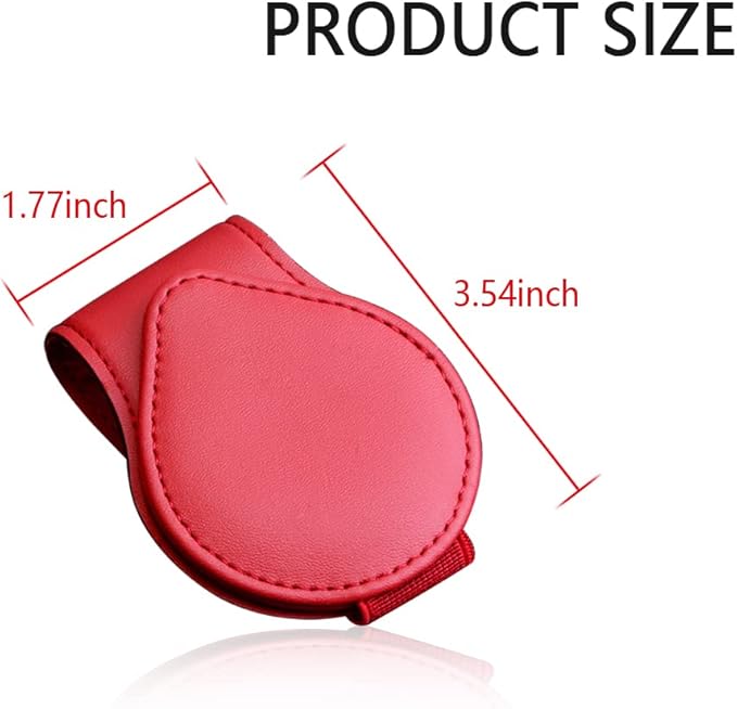 OFBAND Magnetic Sunglass Holder for Car Visor,PU Leather Car Sunglass Holder Organizes Glasses Tickets Cards & Keeps Car Tidy,Universal Car Accessories Interior (Red)