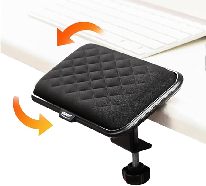 Ergonomic Armrest Mouse Tray Under Desk Arm Support Mouse Pad Attachment Mousepad Arm Rest Mouse Platform Clamp On Office Desktop Gaming Elbow Wrist Rest Desk Mounted Elbow Support
