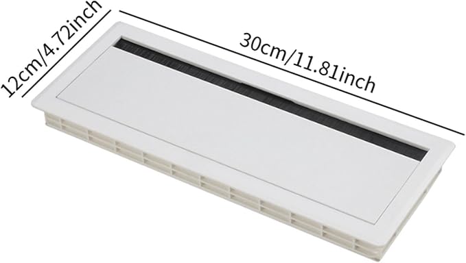 Cable Box Wire Organizer Cable Management Box Wire Holder Flip Brush Aluminum Alloy PP Dustproof Embedded Design Suitable for Office Desk, White
