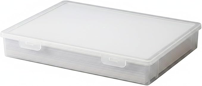 Clear A4 Document Storage Box with Lid, Stackable PP File Organizer for Office Desk & Shelf