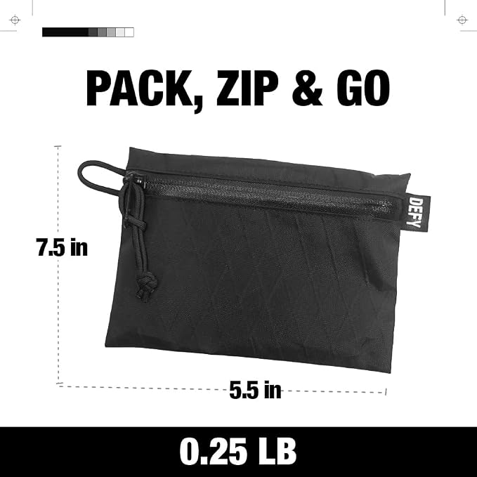 DEFY Project X-Pac Travel Pouch | Lightweight Nylon Organizer Pouch For Accessories | Premium Tech Wallet | Water Repellent Travel Organizer (Medium, Black)