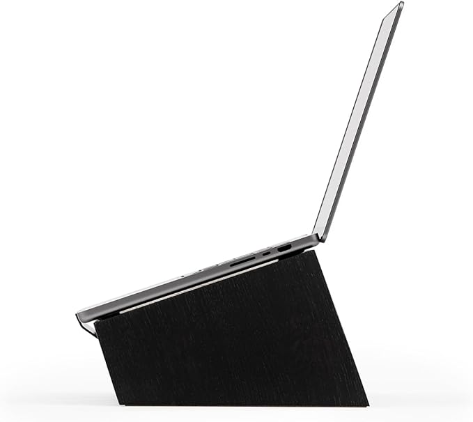 Oakywood Wooden Slanted Laptop Stand for Desk ??Convenient Laptop Riser & Holder for Desk ??Ergonomic Laptop Desk Stand Wood ??50x25x15cm ??for 15-16" Laptops Black