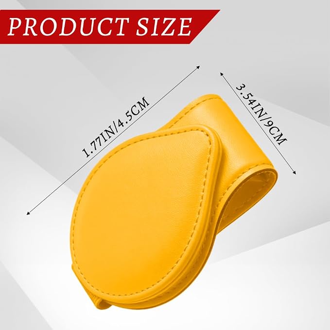 Sunglasses Holders for Car Visor, PU Leather Car Organizer, Magnetic Glasses Holder and Ticket Card Clip, Multi-Functional Auto Sun Visor Eyeglass Holder for Most Vehicles (Yellow)