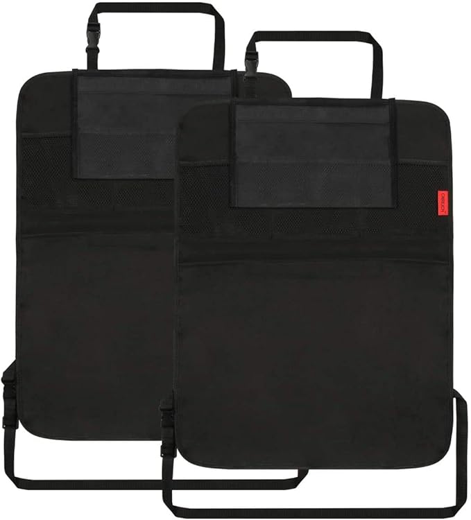 Kaiphy Car Backseat Organizer Premium Quality Car Kick Mats with 10" Tablet Holder - Extra Large Pocket- Sturdy Top 2Pack