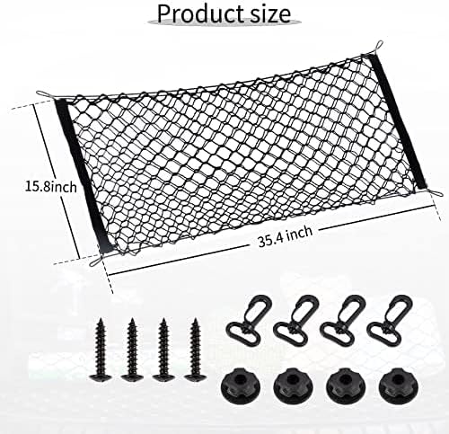 Alpmosn 35.4"x15.8" Stretchable Car Cargo Net Adjustable Elastic Storage Net Trunk Interior Accessories with Hook, Universal Fit for Car, Vehicle, SUV