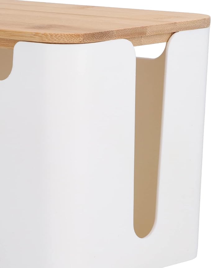 Cable Management Box Small Cord Hider Box with Wooden Lid for Tv Wires Routers Computers Cables Home and Office