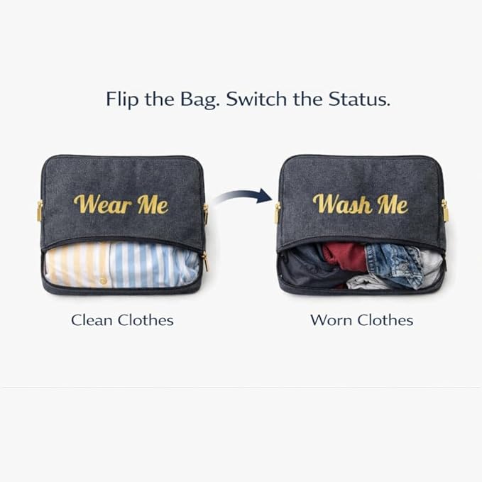 Travel Laundry Bag – Wear Me Wash Me 2-Sided Organizer for Clean & Dirty Clothes, Lightweight Packing Pouch for Suitcase