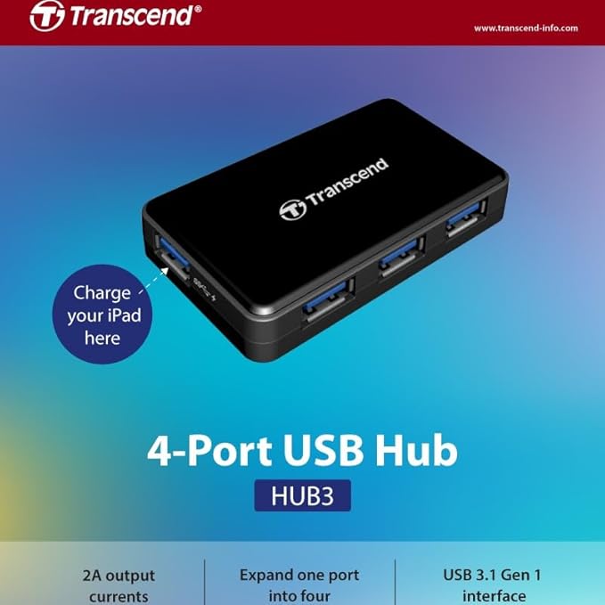 Transcend USB 3.0 4-Port Hub TS-HUB3K, Black